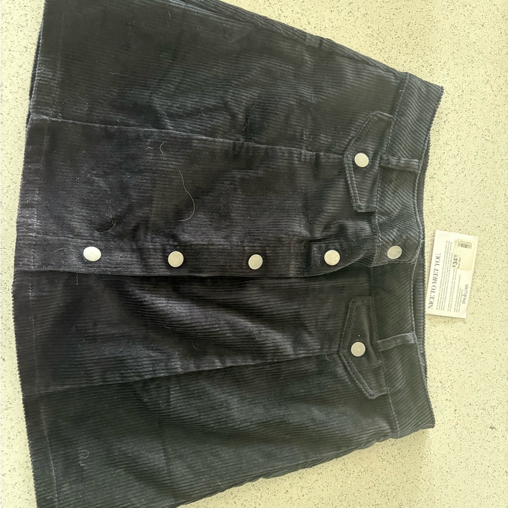 Source Unknown Black Corduroy Mini Skirt